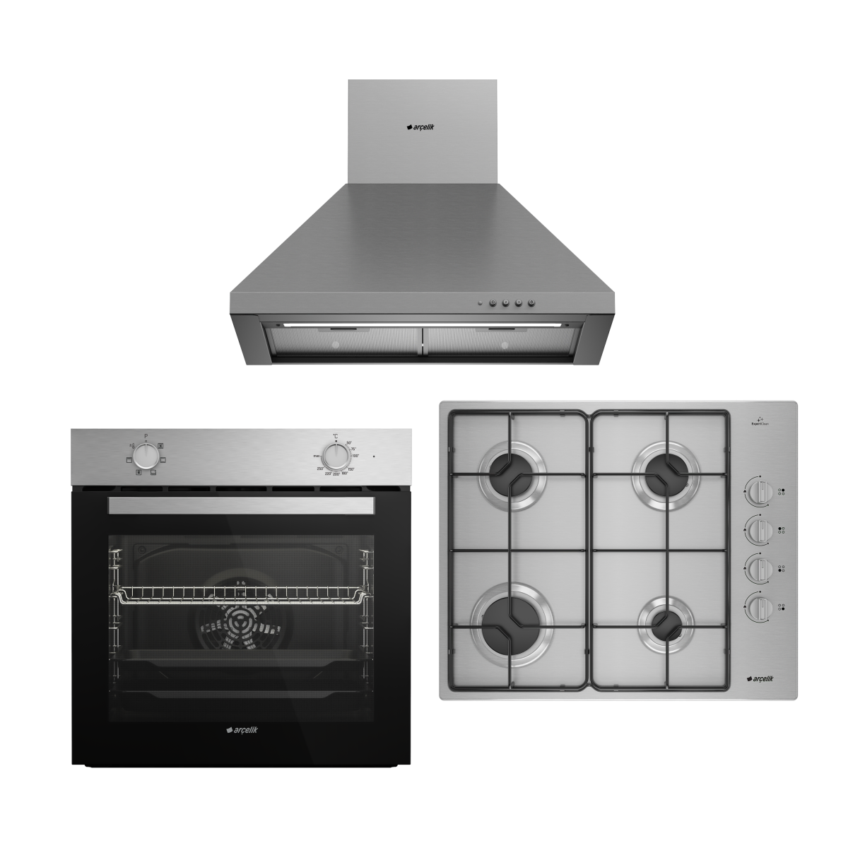 DAVLUMBAZLI METAL INOX ANKASTRE SET